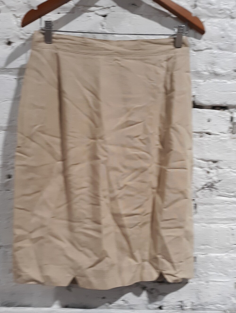Apart Fashion Vintage Tan Linen Blend Notched Hem Pencil Skirt Size 10
